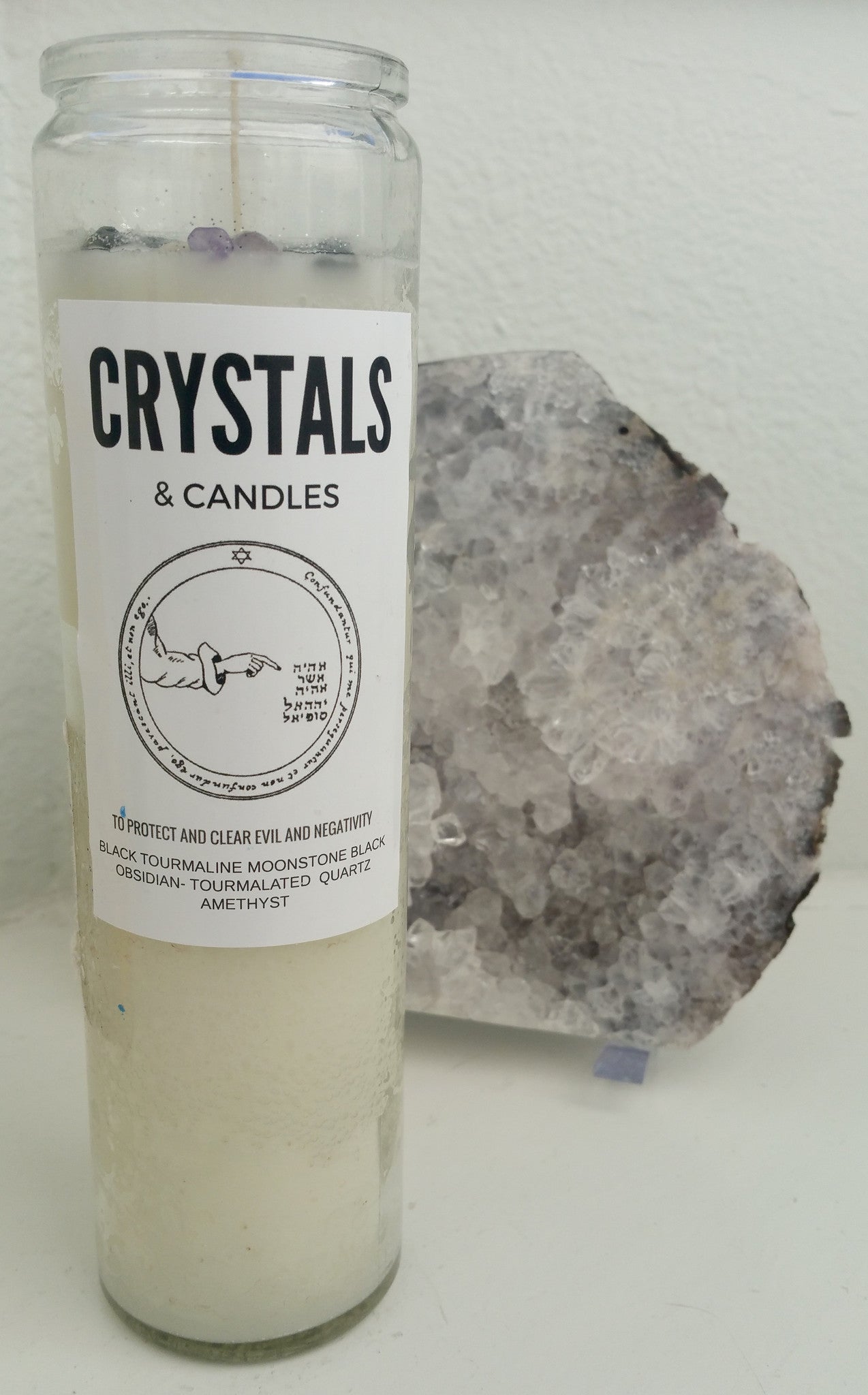 Crystal & Candles Novena Candle for Protection and Negative Energy Clearing