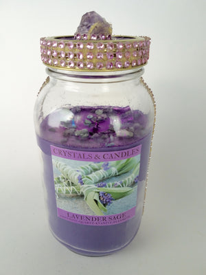 Lavender Sage Premium  Crystal Candles