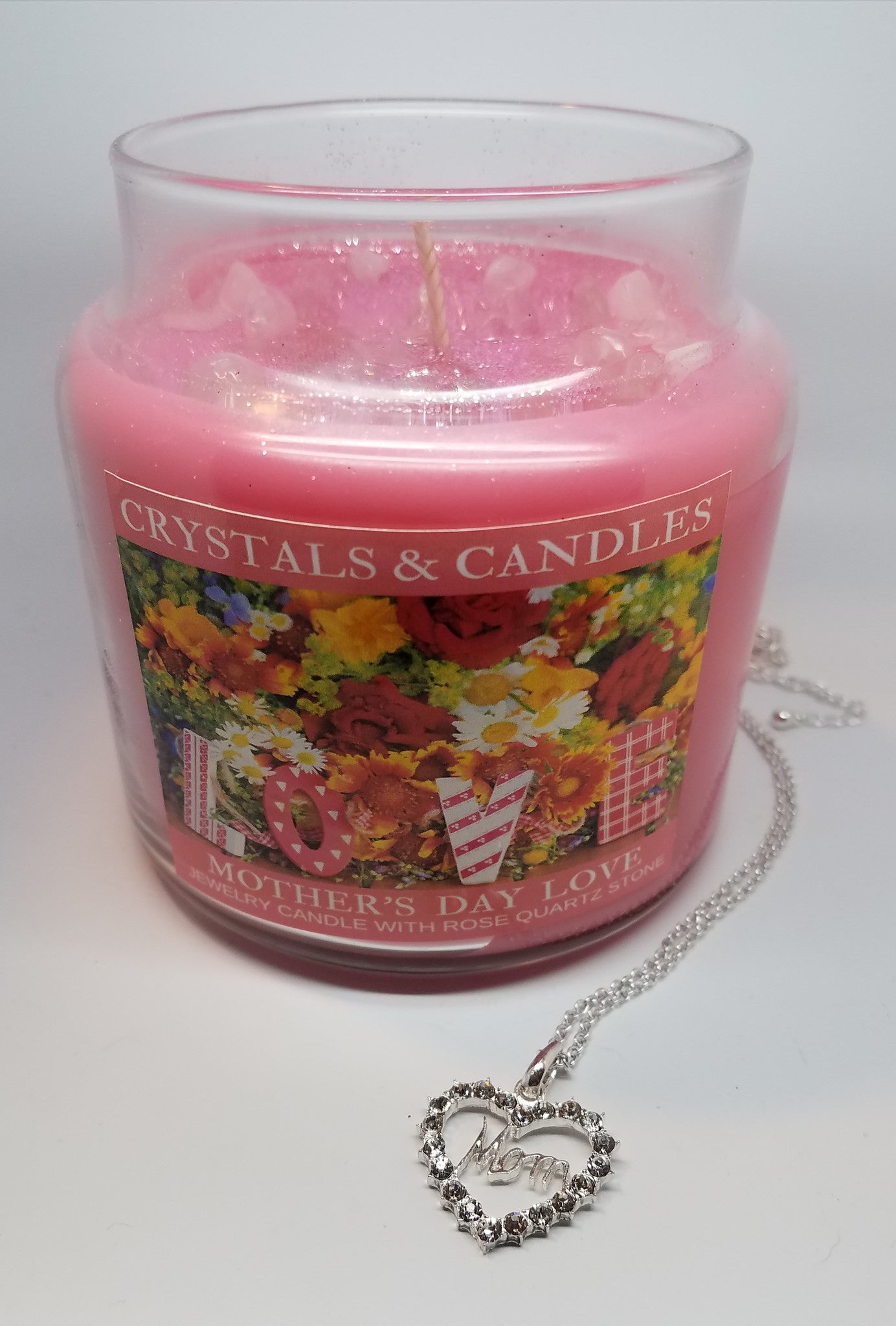 Mother's Day Love - Jewelry Crystal Candle With Rose Quartz