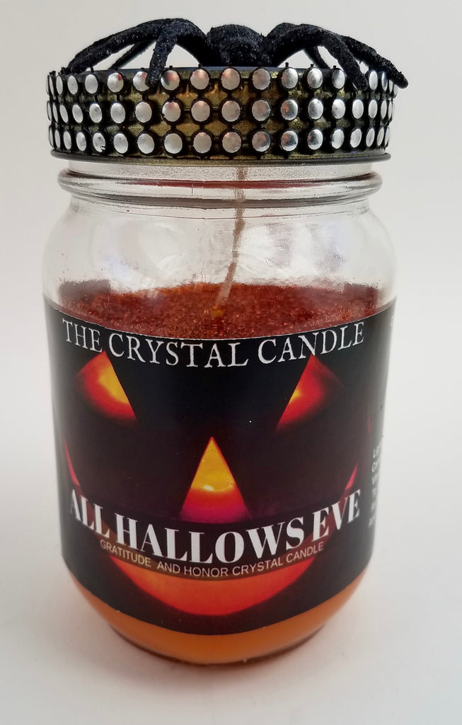 All Hallows Eve- Gratitude & Honor Crystal Candle