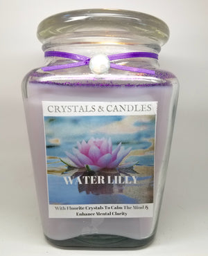 Water Lilly-Fluorite Crystal Jewelry Candle