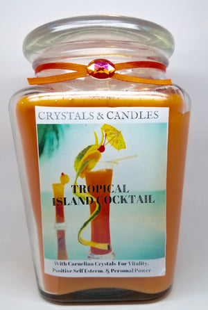 Tropical Island Cocktail Carnelian Crystal Jewelry Candle