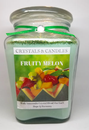 Fruity Melon -Amazonite Crystal Jewelry Candle