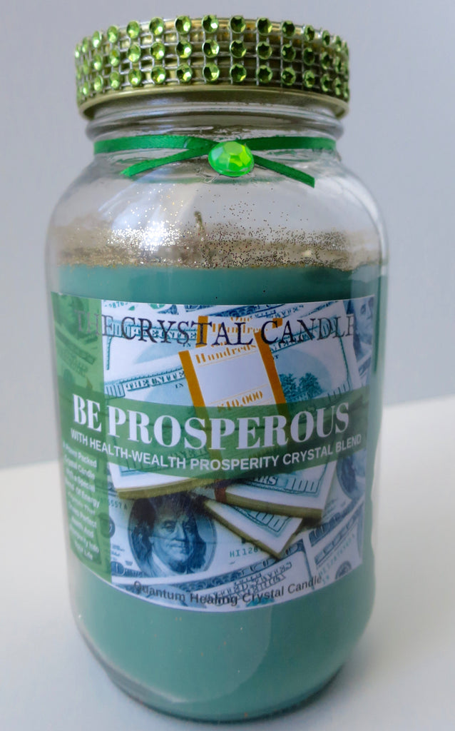 Be Prosperous- Crystal Candle For Health, Wealth, And Prosperity