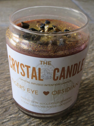 The Crystal Candle- Tiger's Eye & Obsidian