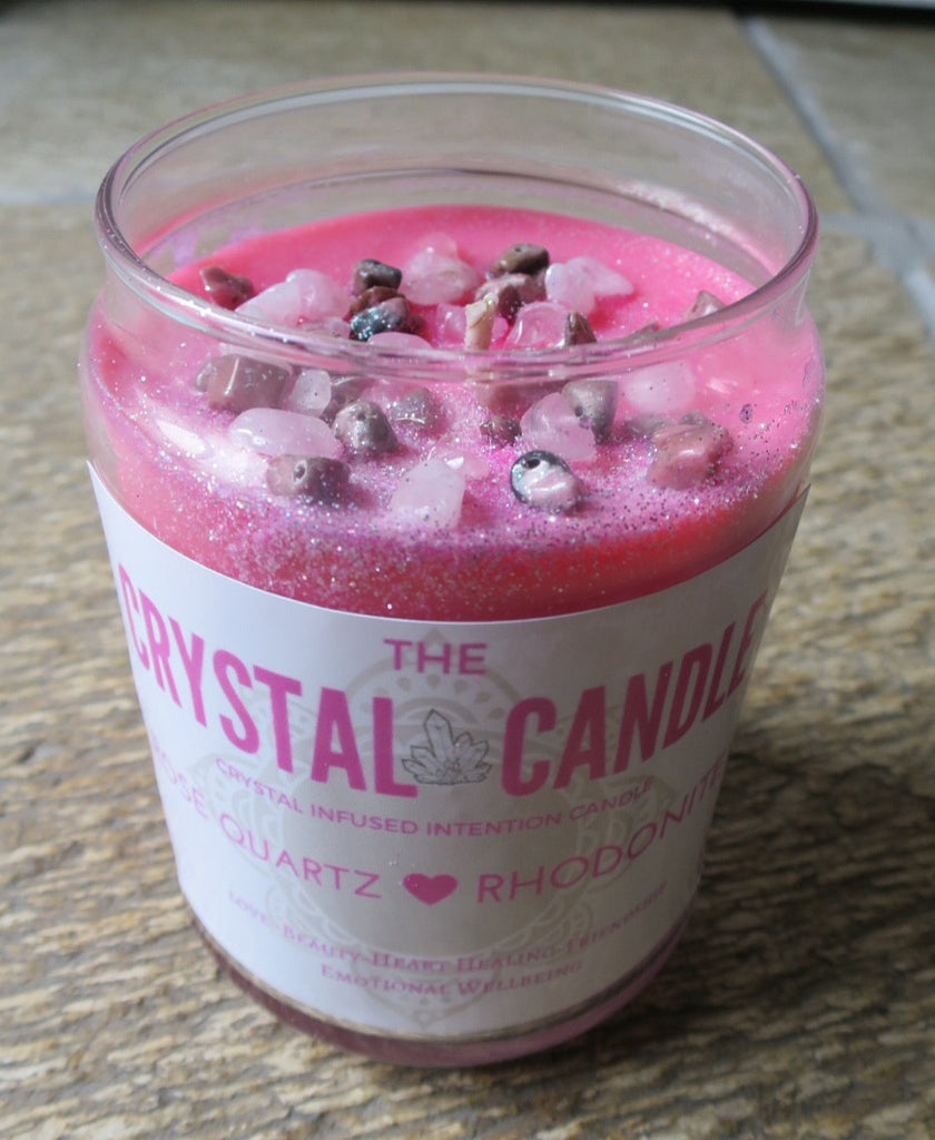 The Crystal Candle-Rose Quartz & Rhodonite